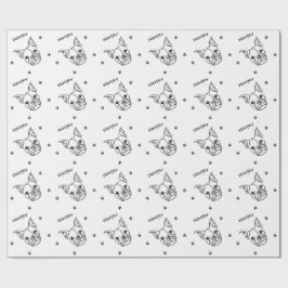 Papel De Presente Chic French Bulldog Line Art: Edite seu texto