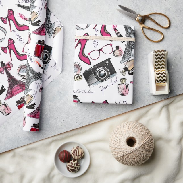 Papel De Presente Chic Girly Paris Fashion (Artesanato)