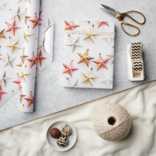 Papel De Presente Chic Modern Christmas Star Ornaings