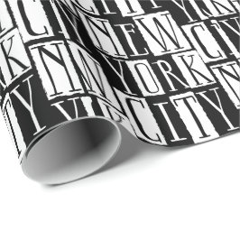 Papel De Presente Chic Nova Iorque Manhattan Black and White Deco