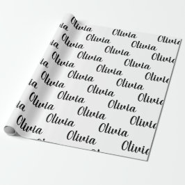 Papel De Presente Chic Personalizado Nome Branco e Preto