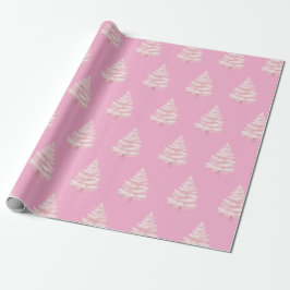 Papel De Presente Chic Pink Christmas Trees