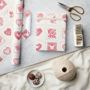 Papel De Presente Chic Red Cream Hearts Namorados Love