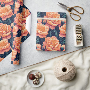 Papel De Presente Chic Summer Peonies Flor Wraping Paper