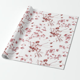 Papel De Presente Chic Vintage Cupid Angel Red Floral Toile
