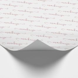 Papel De Presente Chic White Rose Dourado Nome do Script Manuscrito