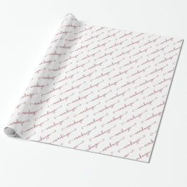 Papel De Presente Chic White Rose Dourado Nome do Script Manuscrito