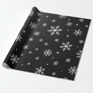Papel De Presente Chic Winter Snowflake Black & White Design