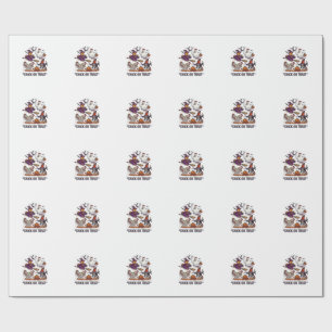 Papel De Presente Chick Or Treat Haloween Galinhas Bruxa Fantasma Ab