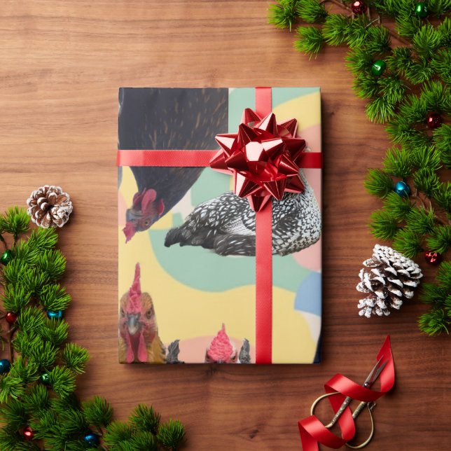 Papel De Presente Chicken Mania All Occasion Wrapping Paper  (Presente de Natal)