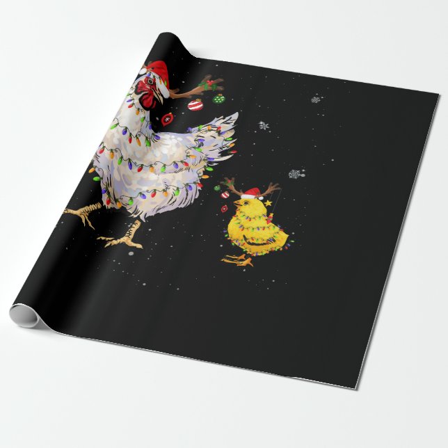 Papel De Presente Chicken Natal Tee Reindeer Luzes de Natal (Desenrolado)