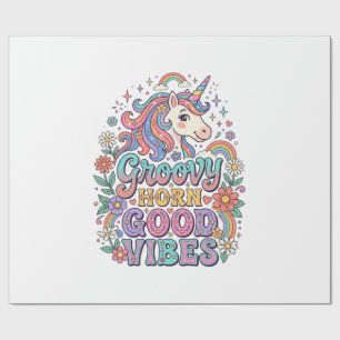 Papel De Presente Chifre Groovy Unicórnio Boas Vibrações Encantador 