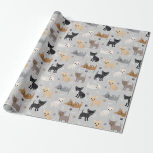 Papel De Presente Chihuahua Bones e Cinza de patas