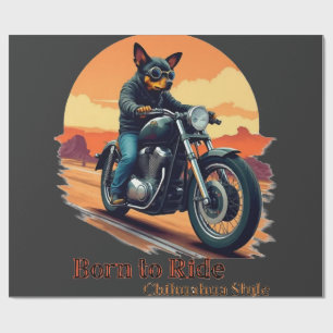 Papel De Presente Chihuahua de Arte de Impressão de Moto Born to Rid