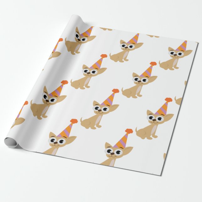 Papel De Presente Chihuahua do aniversário (Desenrolado)