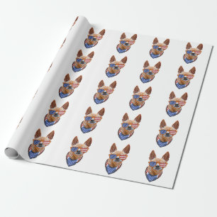 Papel De Presente Chihuahua Dog EUA Independência Americana 4 de jul