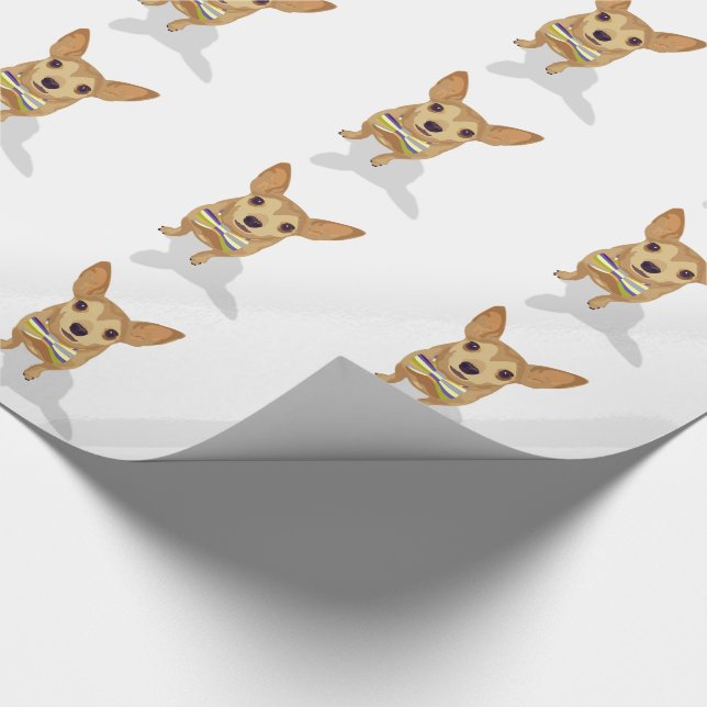 Papel De Presente Chihuahua em uma tigela de fundo branco (Ponta)