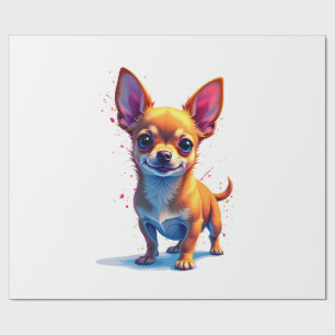 Papel De Presente Chihuahua  Pintura Abstrata  Cor  Cachorro Fofo Co