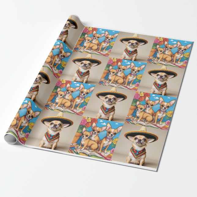Papel De Presente Chihuahua Wrapping Paper (Desenrolado)