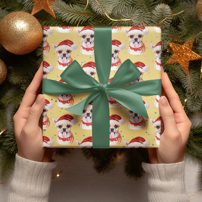 Papel De Presente Chihuahua Yellow Christmas Watercolor Dog Raças (Criador carregado)