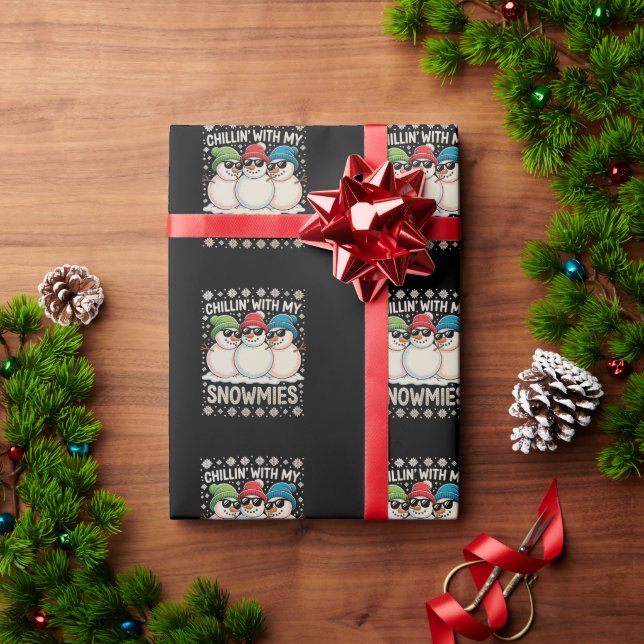 Papel De Presente Chillin Com Meus Snowmies Natal Feio (Presente de Natal)