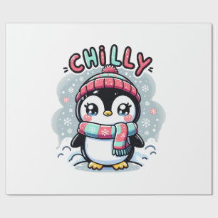 Papel De Presente Chilly Penguin Snowy Scarf Hug