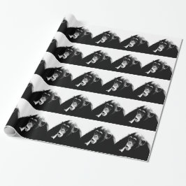 Papel De Presente Chimpanzé Branco Preto