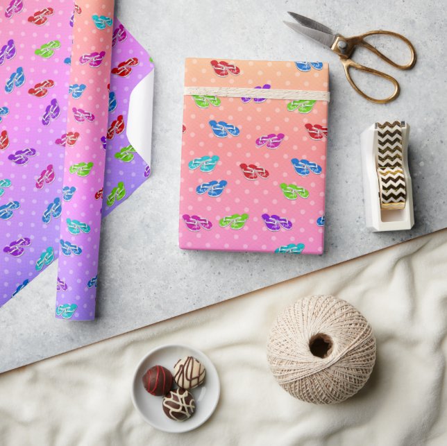 Papel De Presente Chinelos na bolinha de arco-íris (Artesanato)