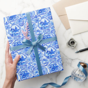 Papel De Presente Chinoiserie Blue da Aquarela