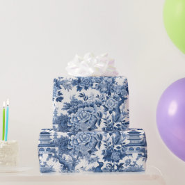 Papel De Presente Chinoiserie Blue Floral Pintura