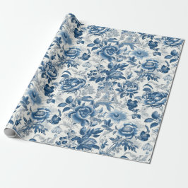 Papel De Presente Chinoiserie Blue Peonies Dissociação Floral