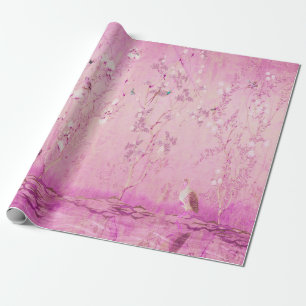 Papel De Presente Chinoiserie Chinesa Rosa