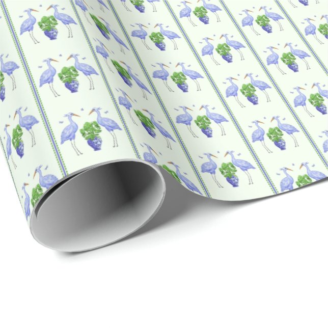 Papel De Presente Chinoiserie Crane Wrapping Paper (Ponta do rolo)