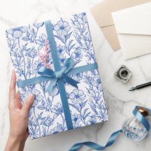 Chinoiserie de Flor Silvestre Azul e Branco