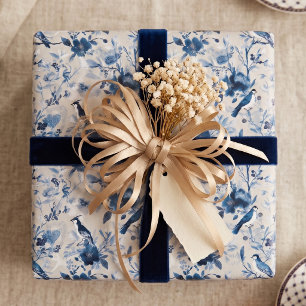 Papel De Presente Chinoiserie de Washi de Inverno Pássaro Cantor