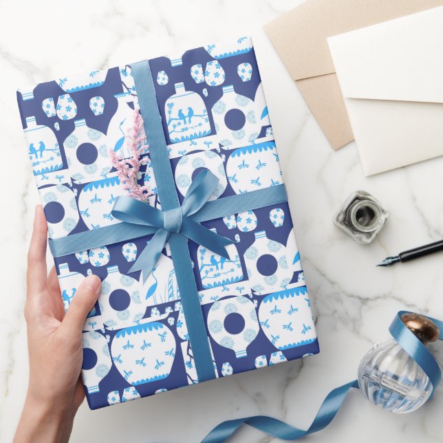 Papel De Presente Chinoiserie Ginger Jar Jars  (Presentear)