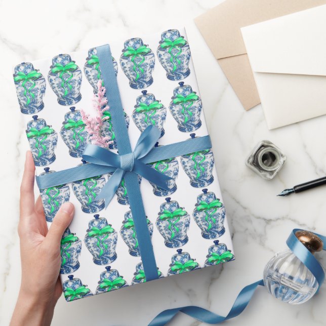 Papel De Presente Chinoiserie Ginger Jar Jars  (Presentear)