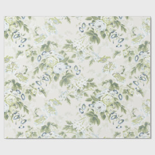 Papel De Presente Chintz de Sálvia em Grande Escala, Rosa Couve
