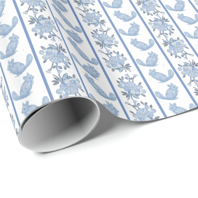 Papel De Presente Chintzy Chinchilla Wrapping Paper (Slate Blue)  (Ponta do rolo)
