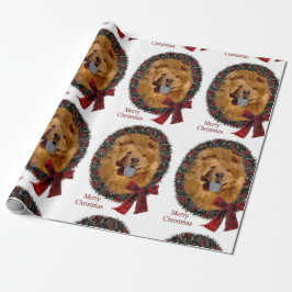 Papel De Presente Chiow Chow Christmas Wreath