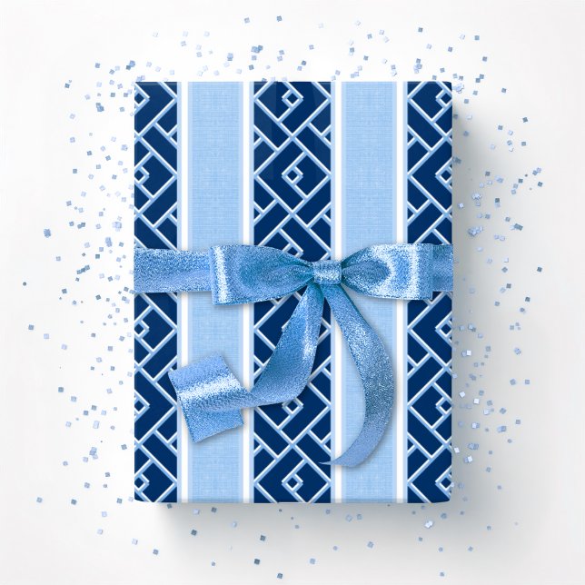 Papel De Presente Chippendale Stripe in Blue Indigo (Criador carregado)