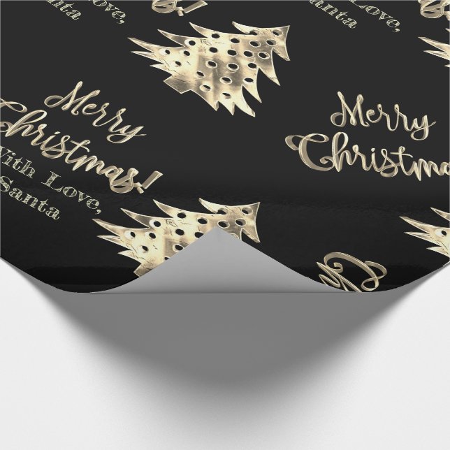 Papel De Presente Chique preto e Dourado moderno elegante da árvore (Ponta)