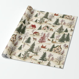 Papel De Presente Chirstmas Vintage Village