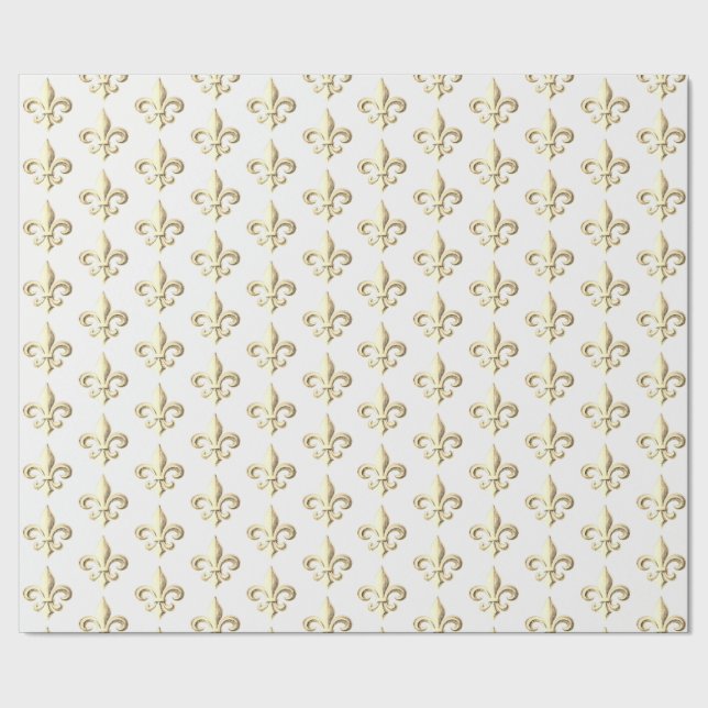 Papel De Presente Chiseled Metallic Gold Heraldic Fleur de lis Paris (Barra)