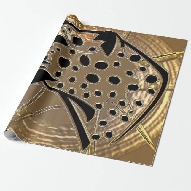 Papel De Presente Chita de prata e vidro preto metalizante brilhante (Desenrolado)