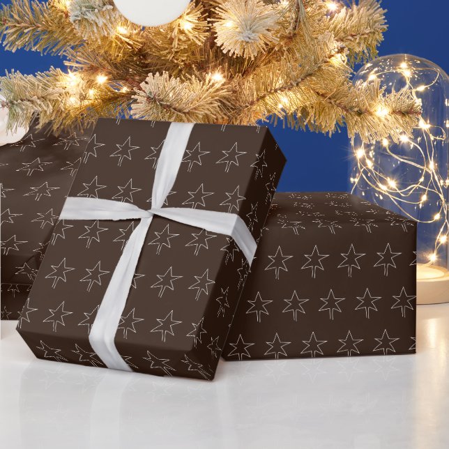 Papel De Presente Chocolate Amargo Estrelas de Natal (Feriados)