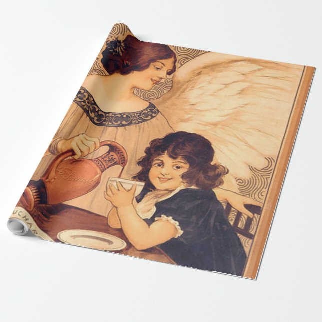 Papel De Presente Chocolate Angel French Antiguado (Desenrolado)