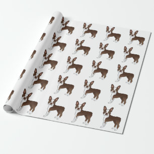 Papel De Presente Chocolate Brown Boston Terrier Cartoon Dog Padrão
