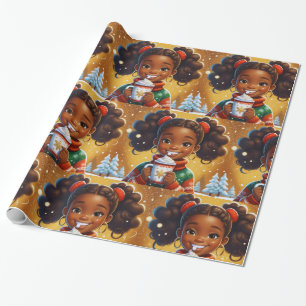 Papel De Presente Chocolate de Natal para Garota Americana Africana