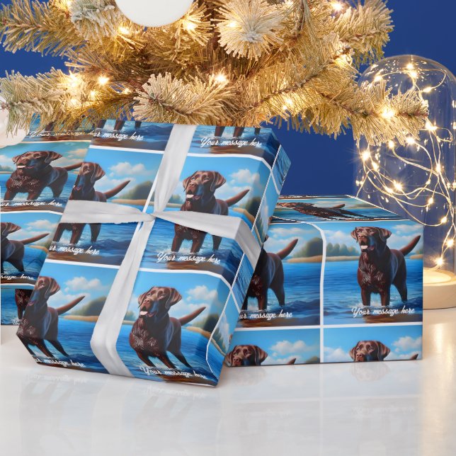 Papel De Presente Chocolate Labrador e Lago (Feriados)